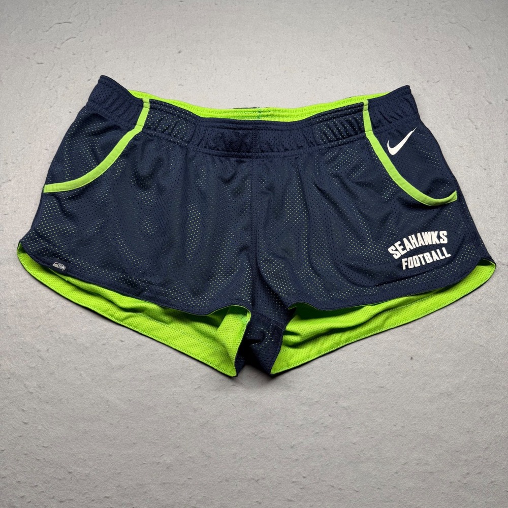 Nike Shorts Womens L Blue Seahawks Football Dri-FIT Mesh Athletic Running NFL